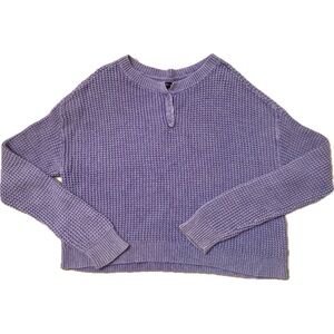 Kendall & Kylie Lavender Waffle Knit Oversized Cropped Long Sleeve Sweater M